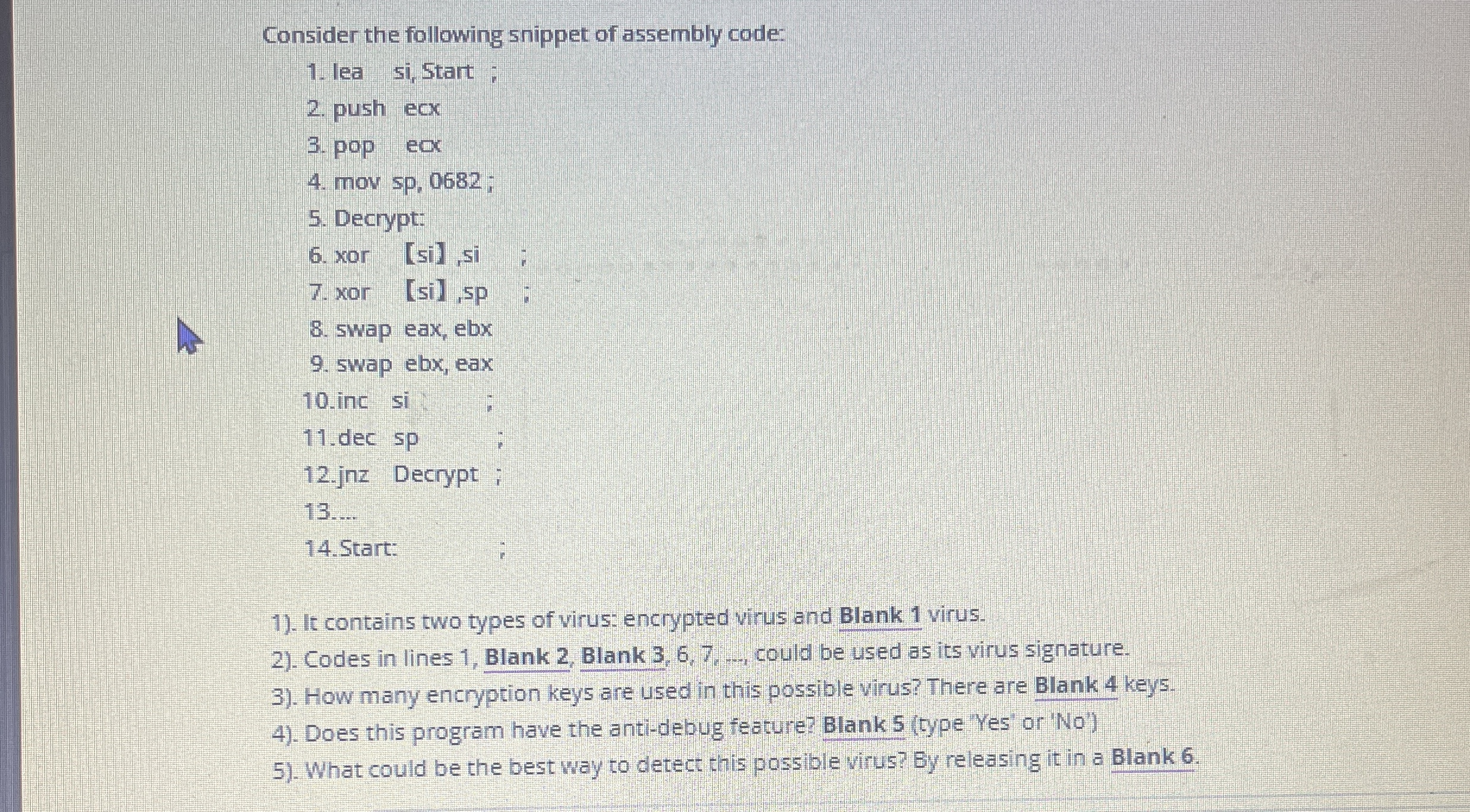 Solved Consider the following snippet of assembly code:lea | Chegg.com