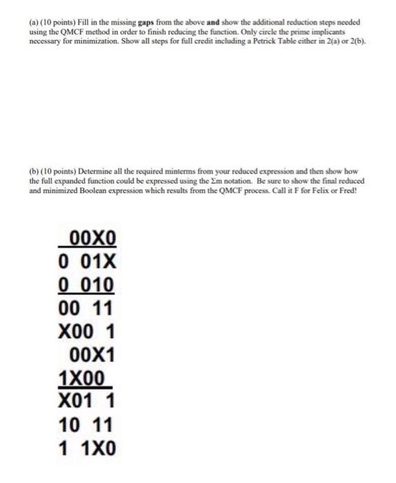 (a) (10 points) Fill in the missing gaps from the | Chegg.com