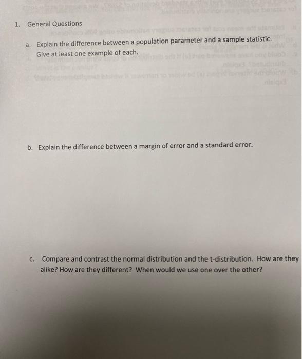 Solved 1. General Questions a. Explain the difference | Chegg.com