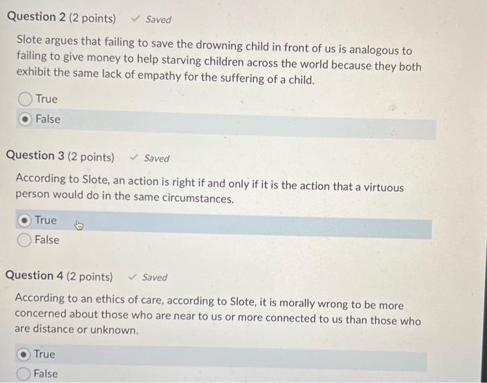 Slote argues that failing to save the drowning child | Chegg.com