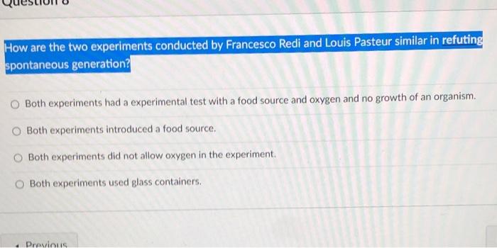 Solved How are the two experiments conducted by Francesco | Chegg.com
