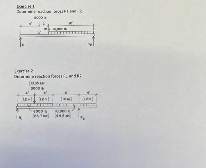 Solved Exercise 1 Determine reaction forces R1 and R2. | Chegg.com