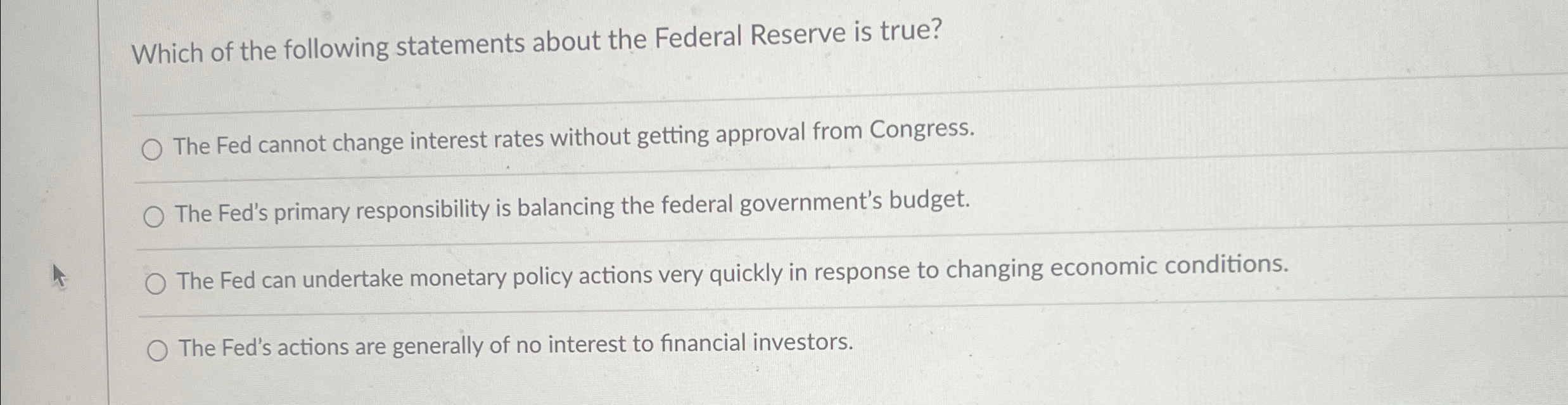 Solved Which of the following statements about the Federal | Chegg.com