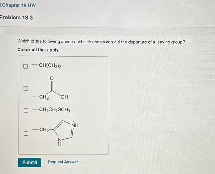 Solved Which of the following amino acid side chains can aid | Chegg.com