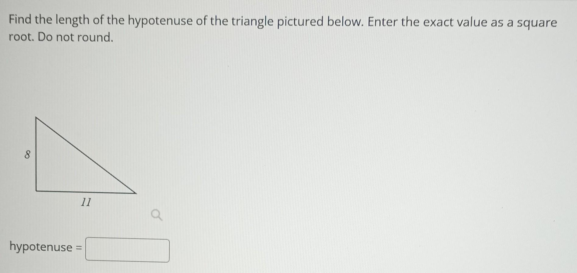 Solved Find The Length Of The Hypotenuse Of The Triangle 4224