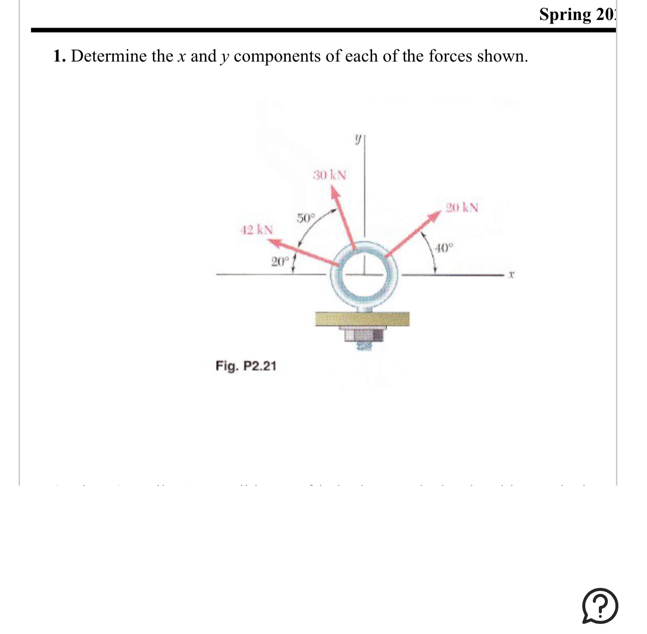 Solved Spring 20Determine the x ﻿and y ﻿components of each | Chegg.com