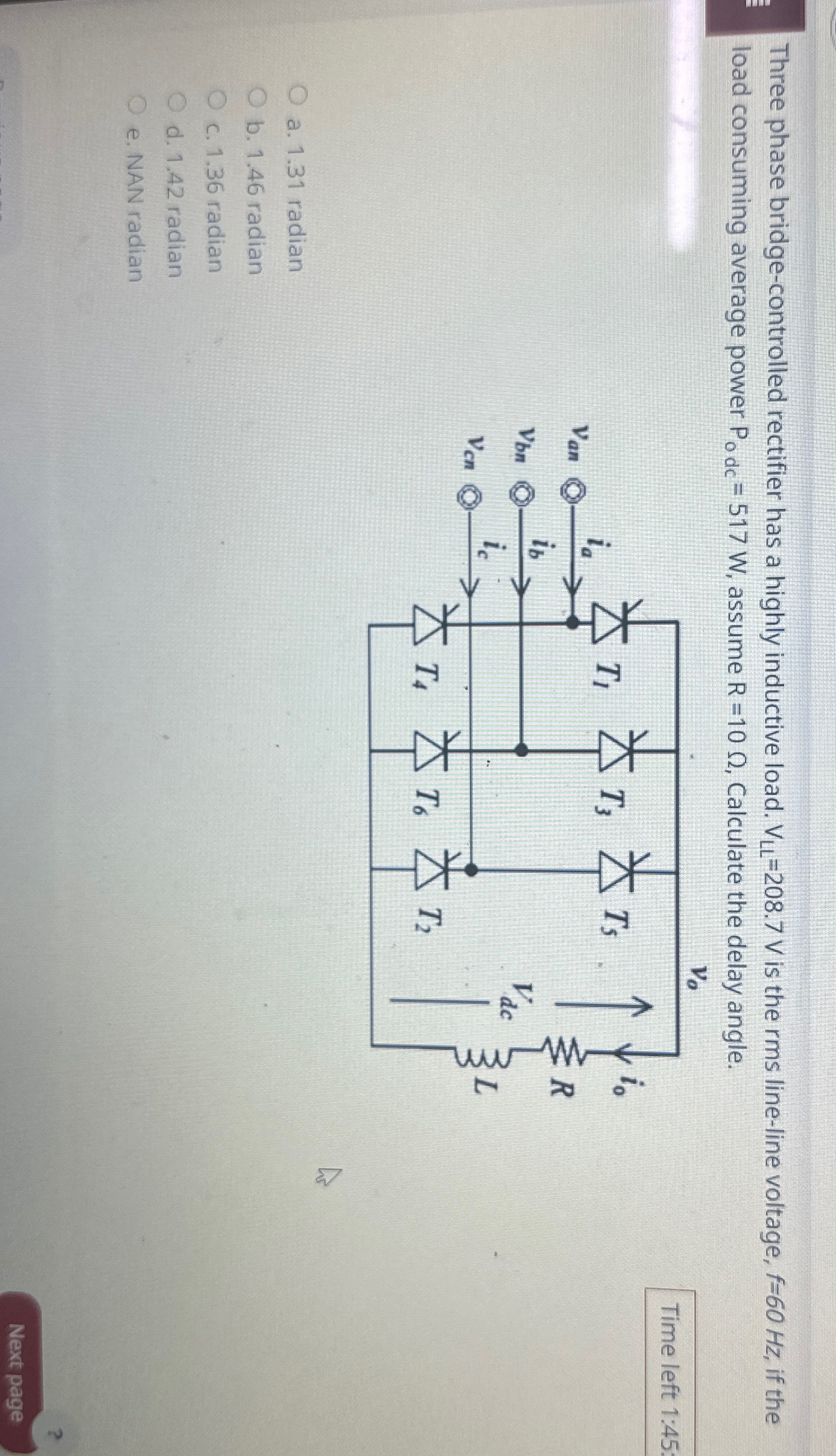 Solved Three phase bridge-controlled rectifier has a highly | Chegg.com