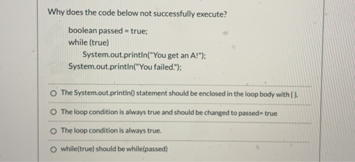 Solved Why does the code below not successfully execute? | Chegg.com