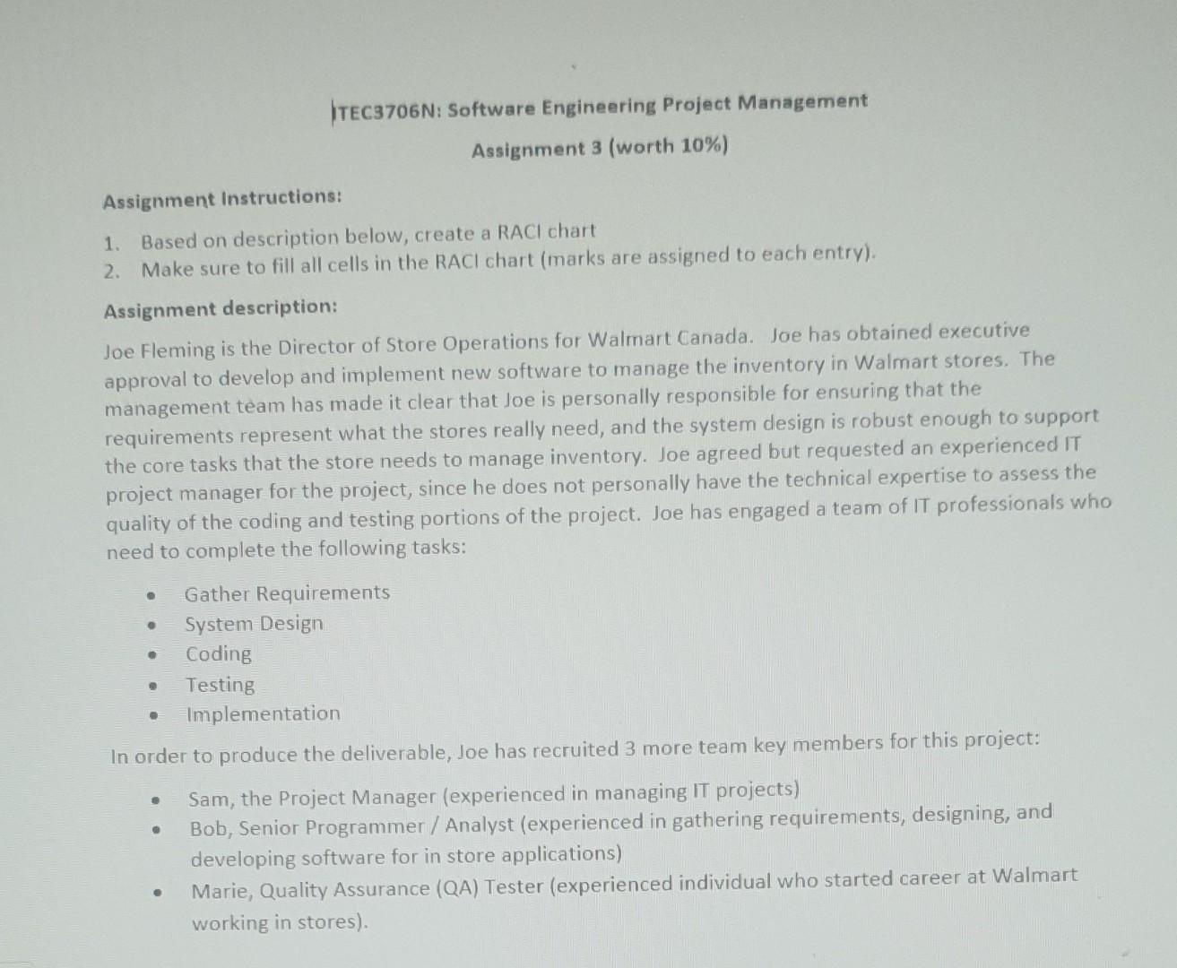 Solved ITEC3706N: Software Engineering Project Management | Chegg.com