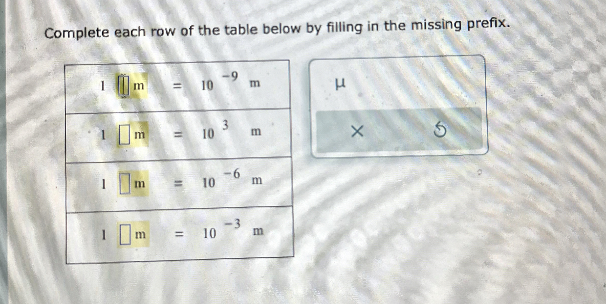 Solved Complete each row of the table below by filling in | Chegg.com