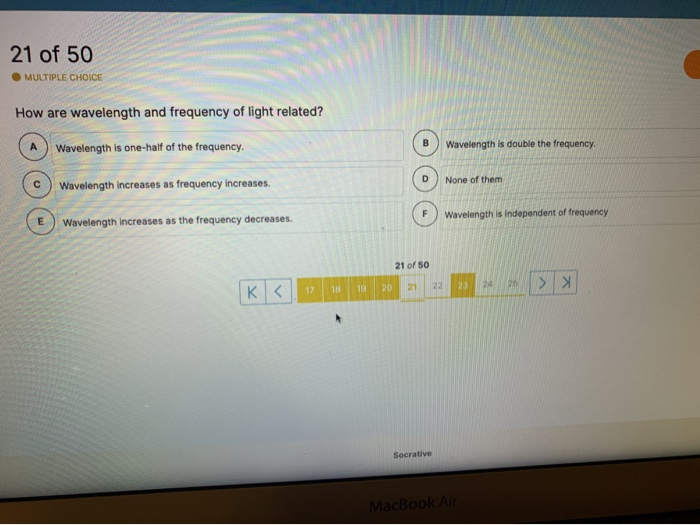 Solved 21 of 50 MULTIPLE CHOICE How are wavelength and | Chegg.com