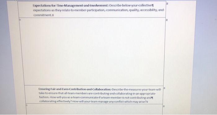 expectations for time management and involvement