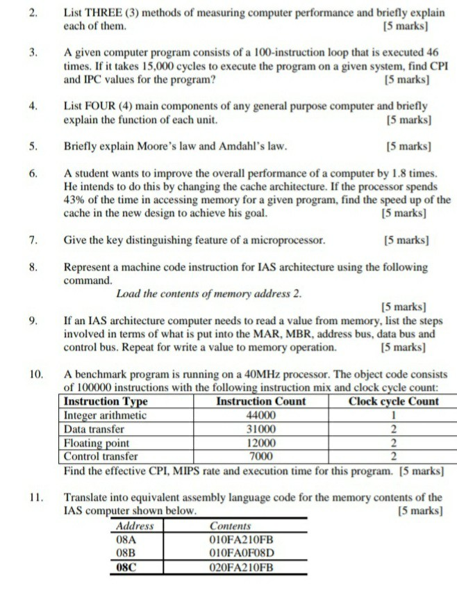 1 Define What Is A Store Program Comer 15 Marks 2 Chegg Com