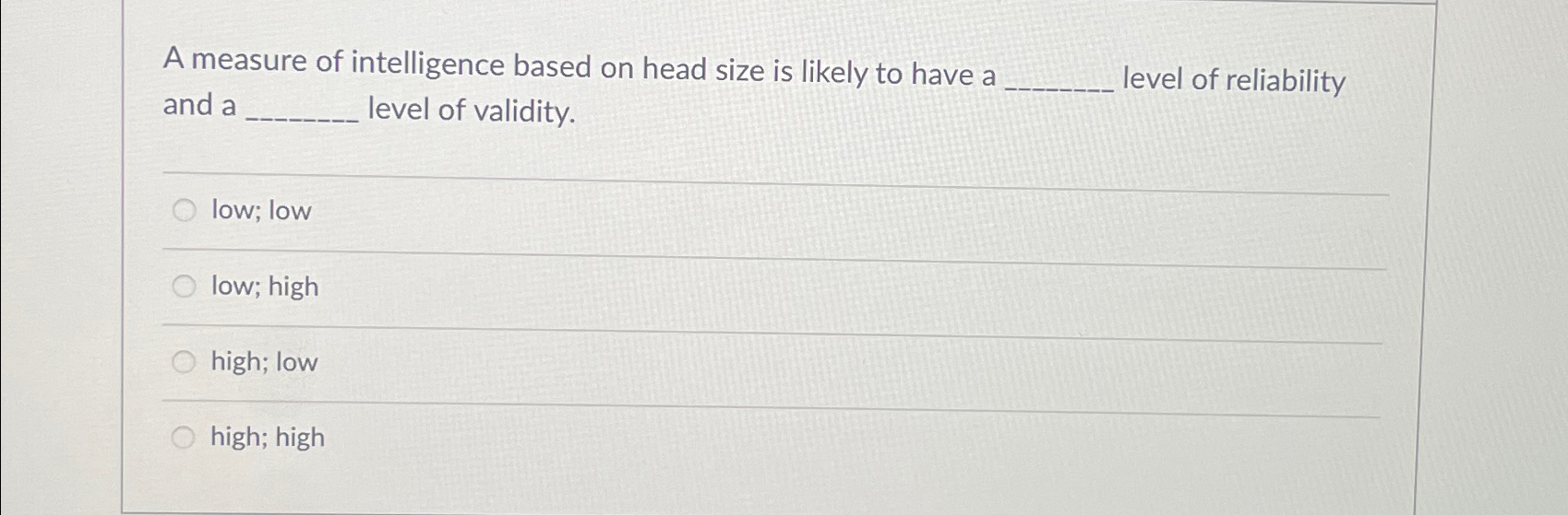 Solved A measure of intelligence based on head size is | Chegg.com