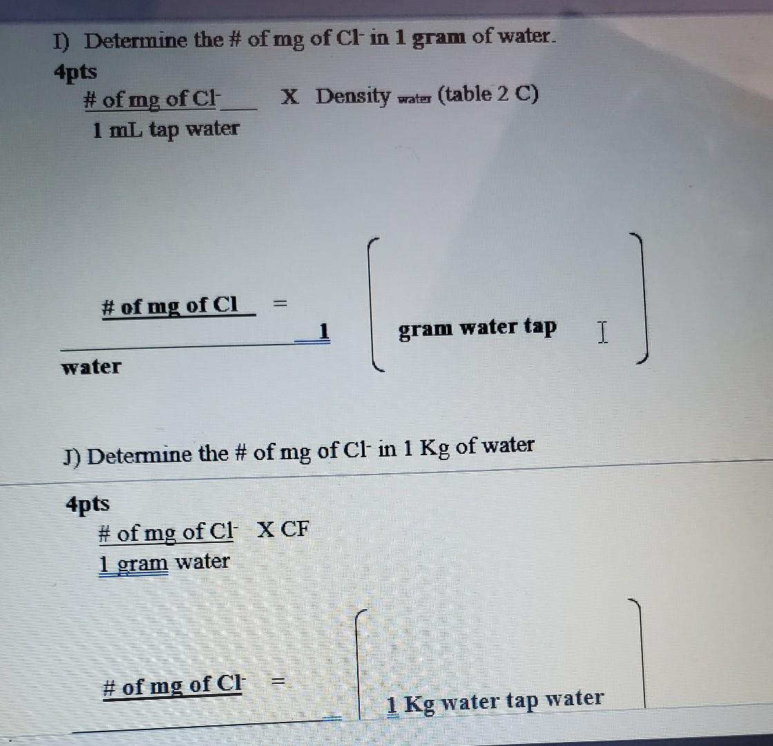 mg Cl 1 gramā ūdensmg Cl 1 gramā ūdens  