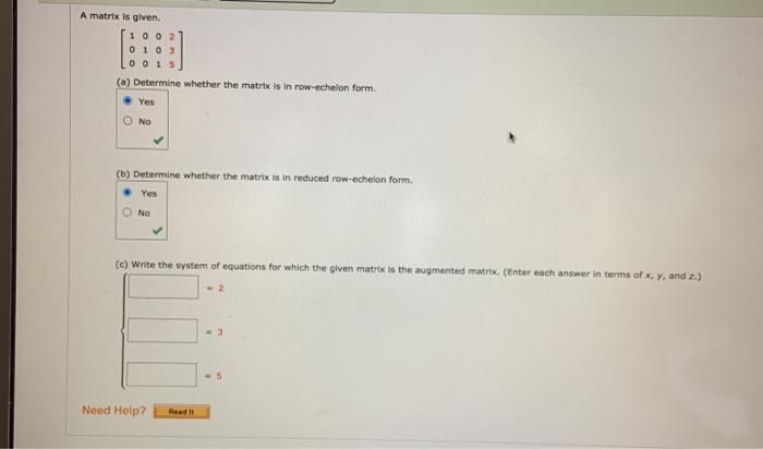 Solved A matrix is given. 1 000 OOOO 0 1 21 (*) Determine | Chegg.com