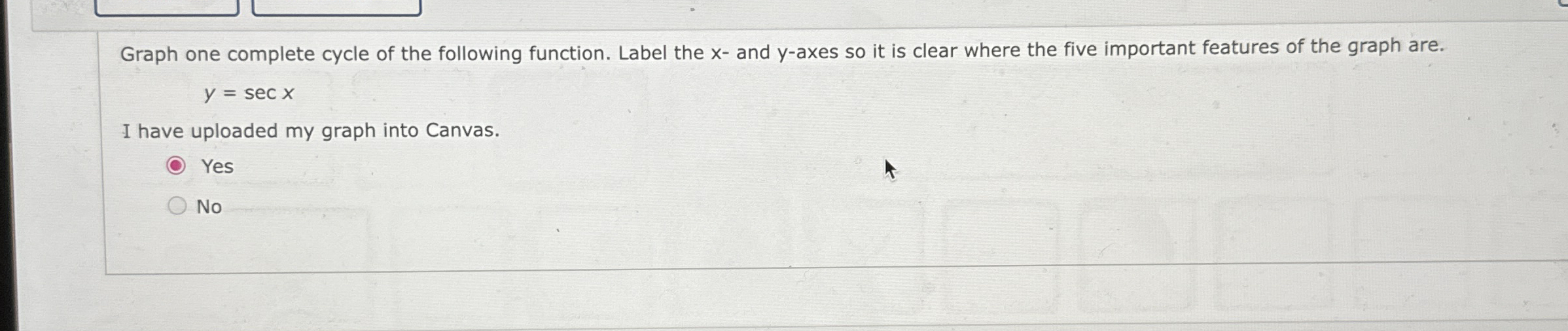 Graph one complete cycle of the following function.