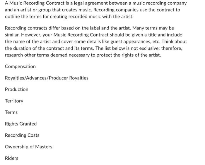 Music Recording & Broadcasting Rights