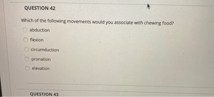Solved QUESTION 38 Moving your head from side to side as if Chegg com