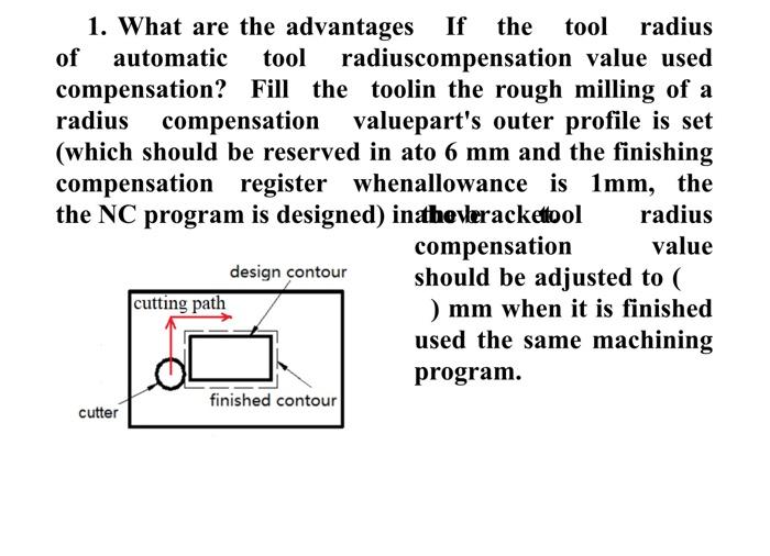 Solved 1. What are the advantages If the tool radius of | Chegg.com