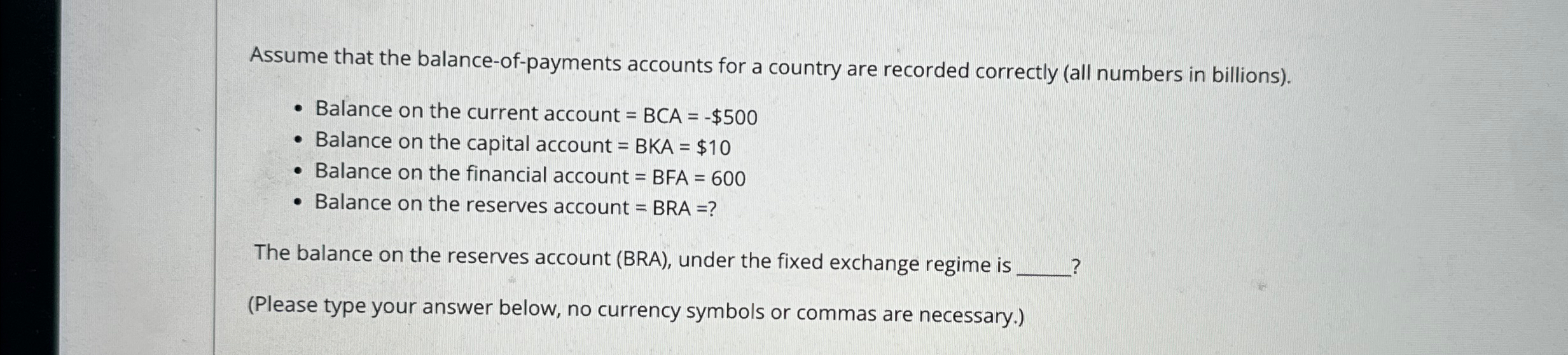 Solved Assume that the balance-of-payments accounts for a | Chegg.com