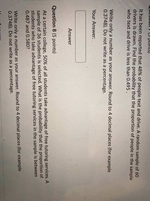 Solved Question 2 (5 points) Suppose that a sample of size | Chegg.com