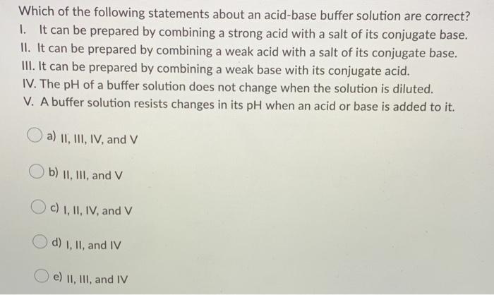 Solved Which Of The Following Statements About An Acid-base | Chegg.com