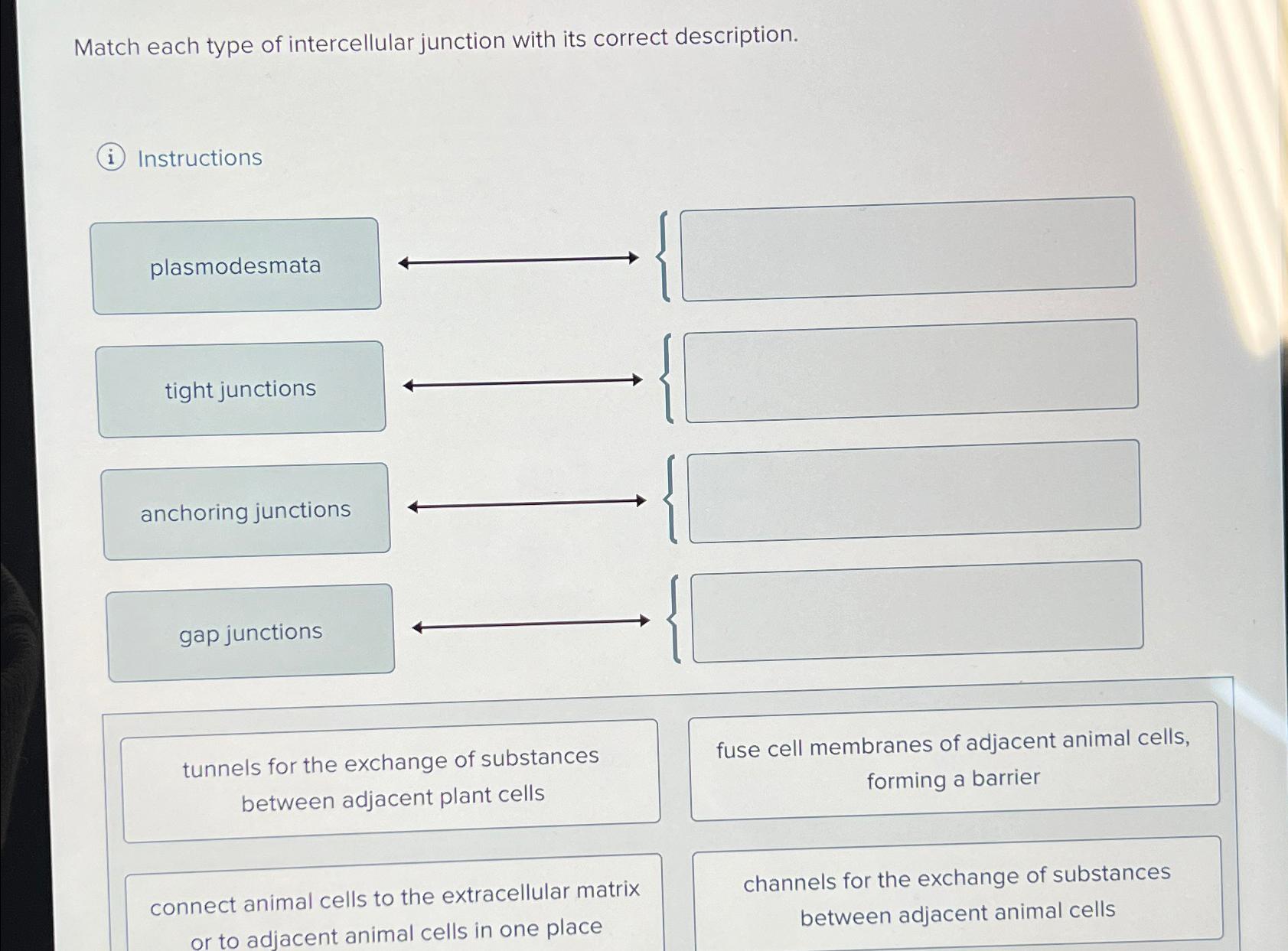 Solved Match each type of intercellular junction with its | Chegg.com