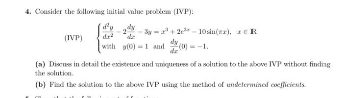 Solved 4. Consider the following initial value problem | Chegg.com