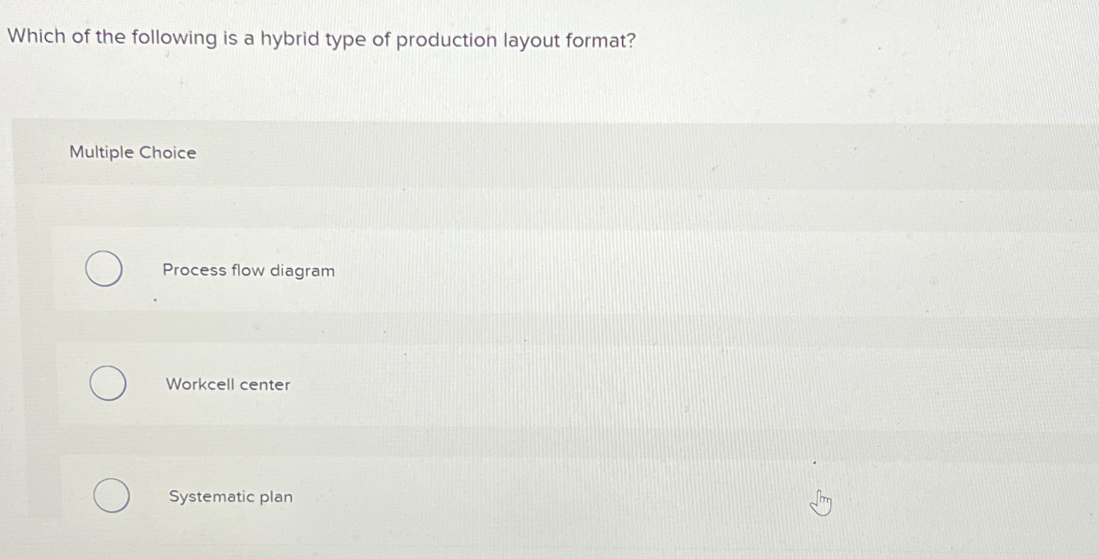 Solved Which of the following is a hybrid type of production | Chegg.com