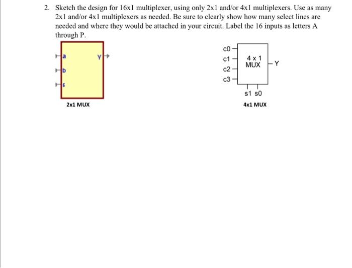 Solved Sketch the design for 16×1 multiplexer, using only | Chegg.com