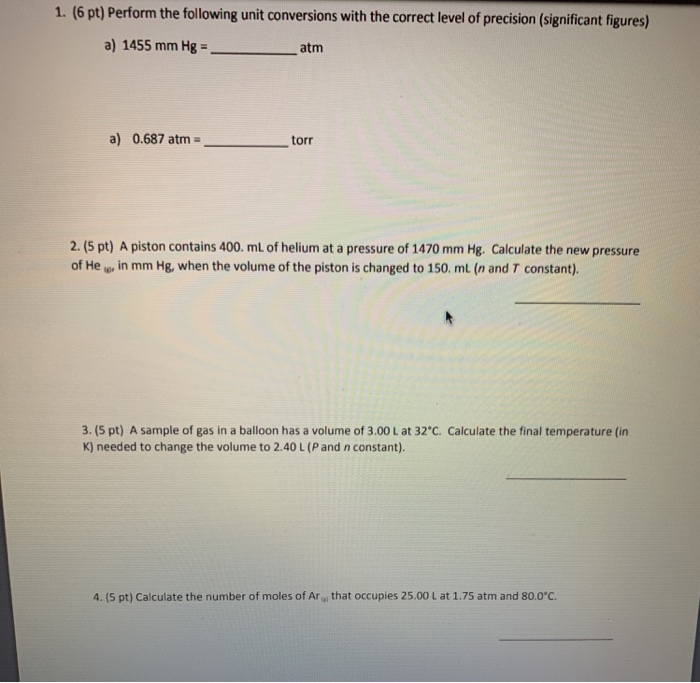 Solved 1. (6 pt) Perform the following unit conversions with | Chegg.com