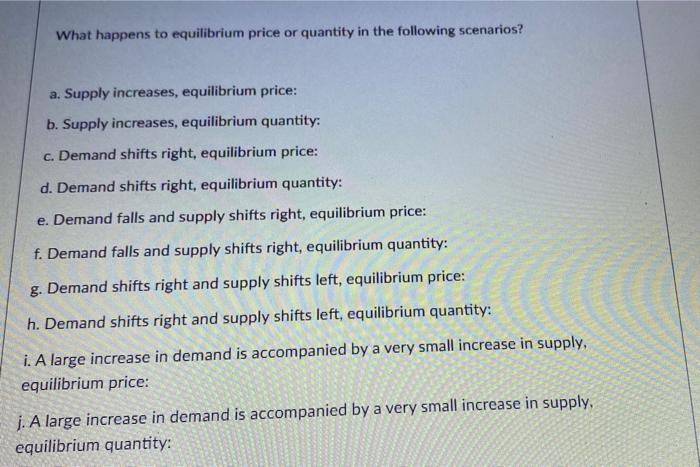 Solved What happens to equilibrium price or quantity in the | Chegg.com