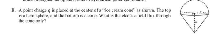 Solved B. A point charge q is placed at the center of a "Ice | Chegg.com