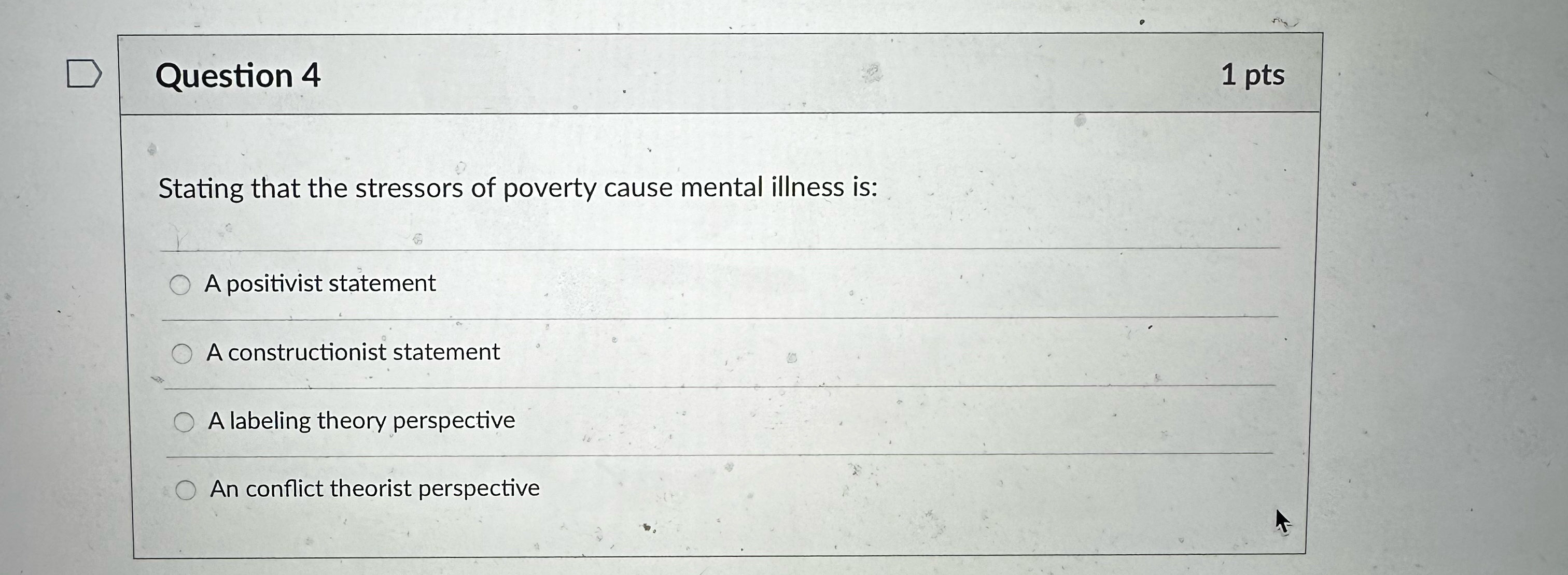 Solved Question 41ptsStating that the stressors of poverty | Chegg.com