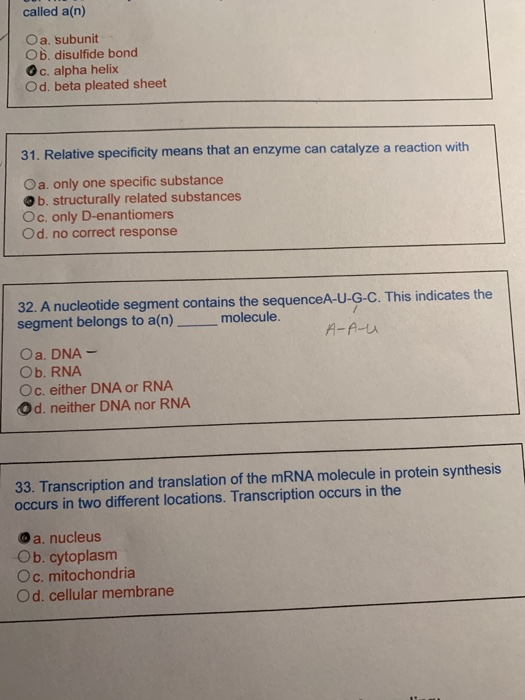 Solved Called A N Oa Subunit Ob Disulfide Bond C Alpha Chegg Com