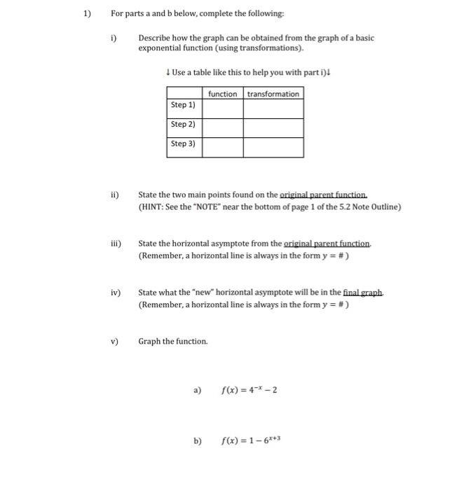 Solved 1) For parts a and b below, complete the following: | Chegg.com