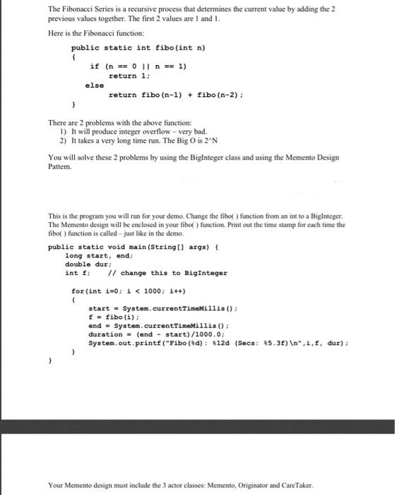 The Fibonacci Series is a recursive process that | Chegg.com
