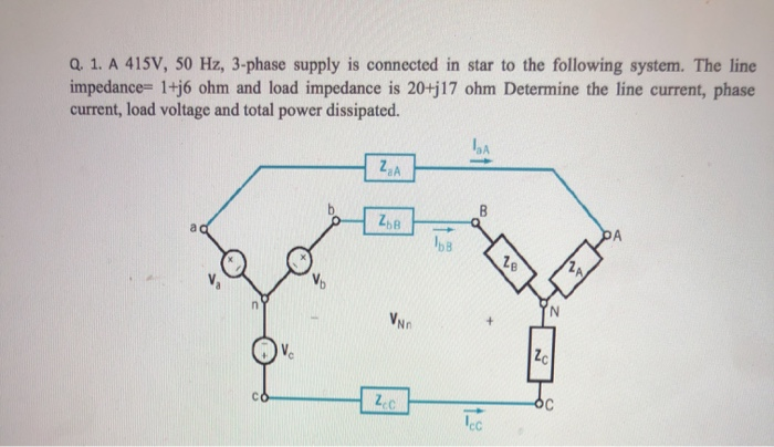 Solved Q. 1. A 415V, 50 Hz, 3-phase supply is connected in | Chegg.com