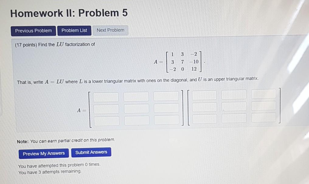 Solved Homework II: Problem 5 Previous Problem Problem List | Chegg.com
