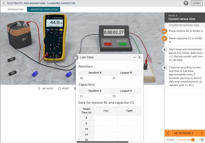 Resistors 4 Continue recording current and time in | Chegg.com