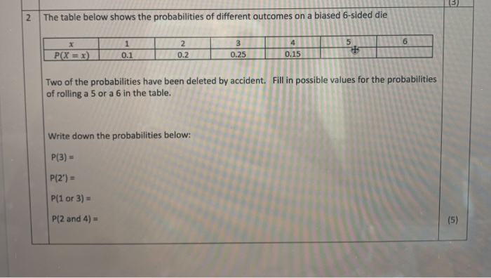 Solved 13) 2 The table below shows the probabilities of | Chegg.com
