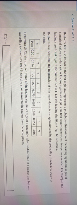 Solved Benford's law, also known as | Chegg.com