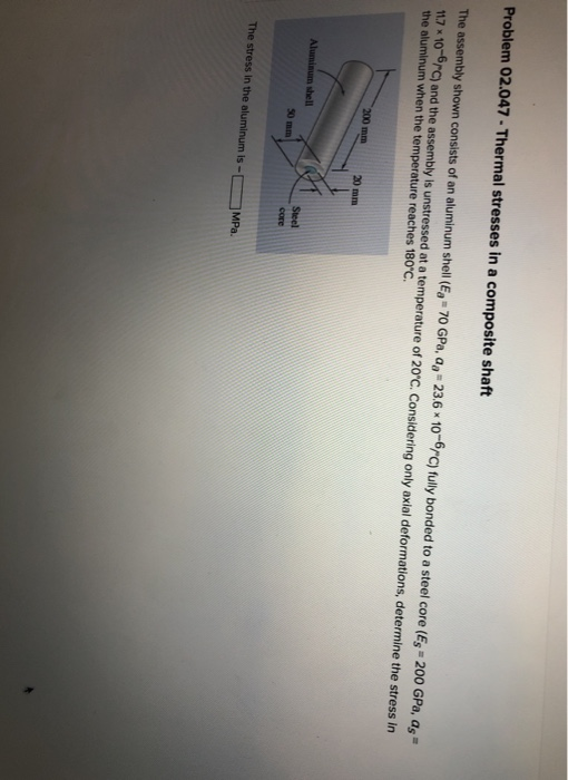 Solved Problem 02.047 - Thermal stresses in a composite | Chegg.com