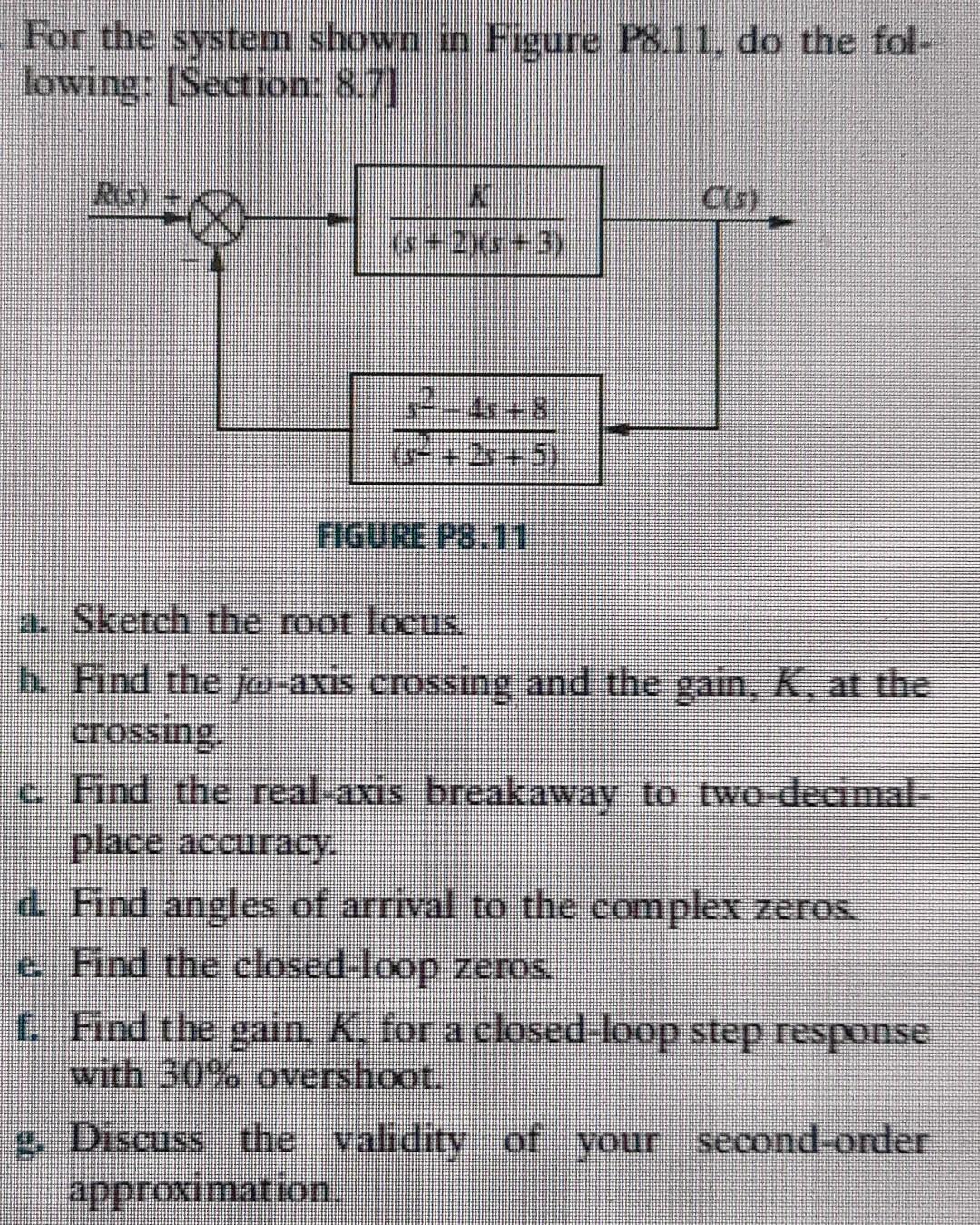 Solved For the system shown in Figure P8.11, do the fol- | Chegg.com