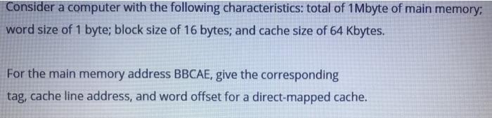 Solved Consider a computer with the following | Chegg.com