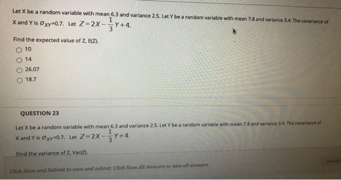 Solved Let X be a random variable with mean 6.3 and variance | Chegg.com
