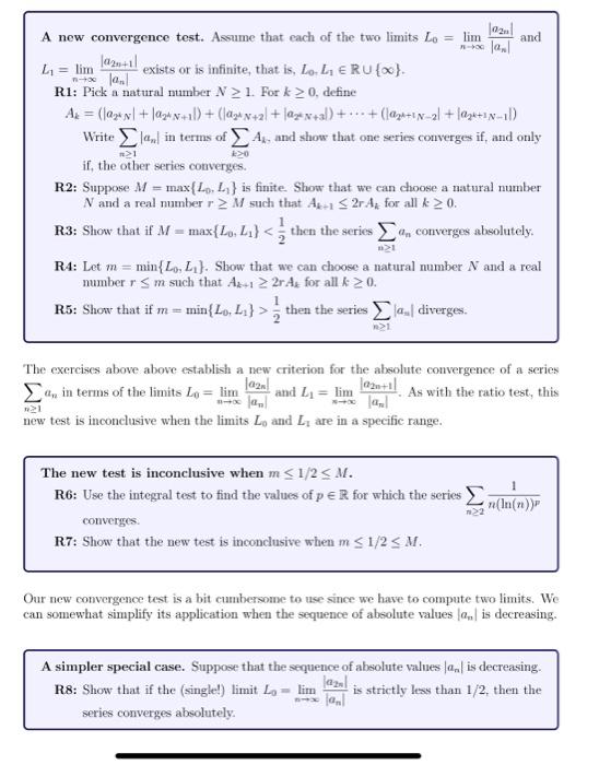 Solved EST The standard convergence tests (test for | Chegg.com