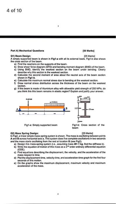 Solved Q1) Beam Design: [25 Mark]] A simply supported beam | Chegg.com