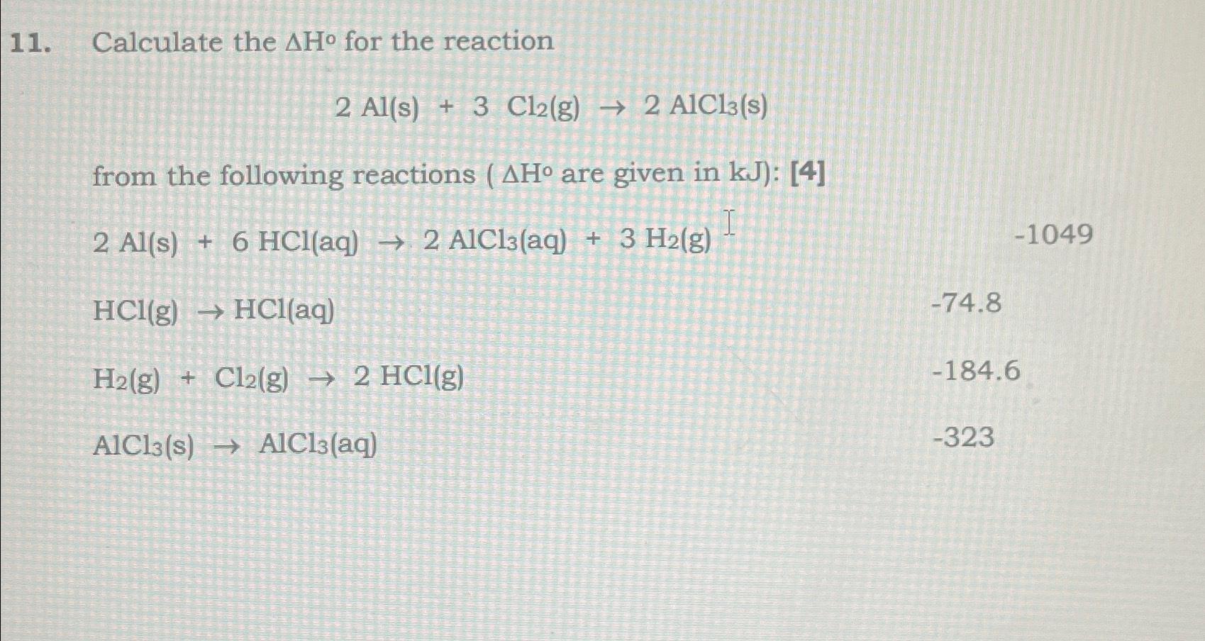 Solved Calculate the ΔH° ﻿for the | Chegg.com